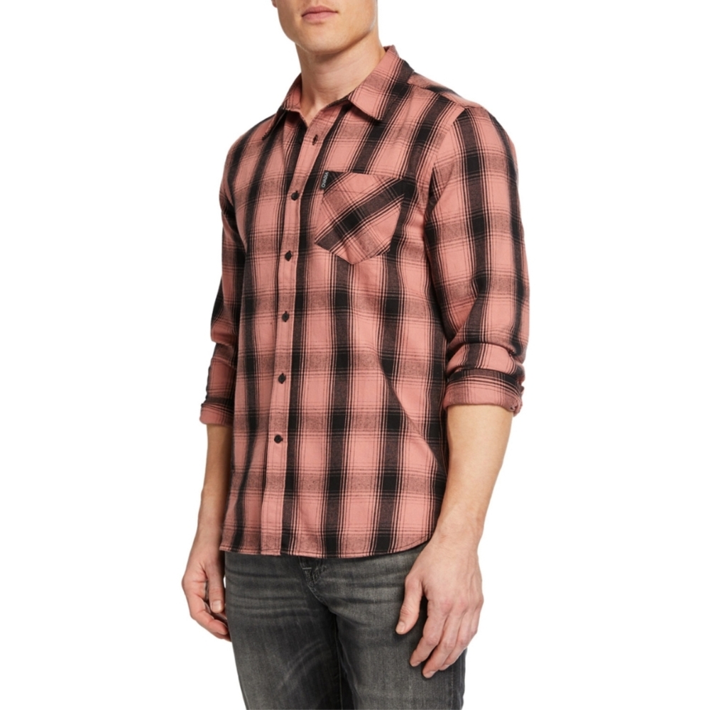 Ovadia & Sons Max Plaid Cotton Button Up Long Sleeve Shirt